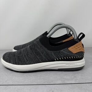 Merrell Gridway Moc Hiking Sneaker Black Gray Knit Slip On Vibram Sz 7 Women’s